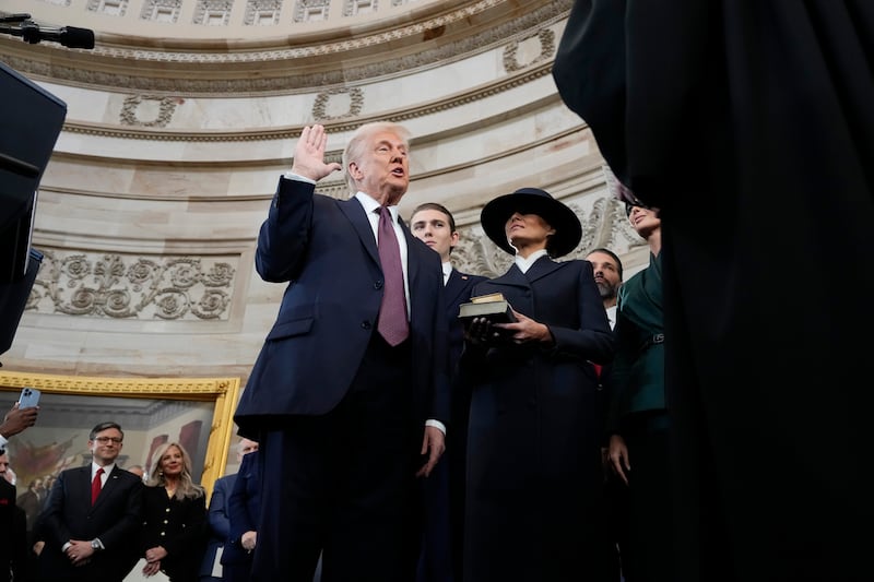 Donald Trump is sworn in as the 47th president of the United States by Chief Justice John Roberts (Morry Gash, Pool/AP)