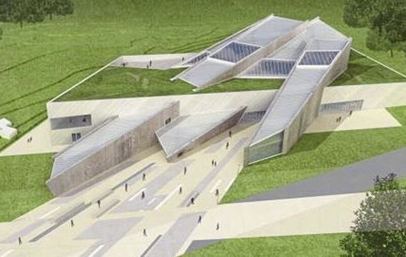 An artist's impression of the planned £18m EU-funded peace centre that was to be built at the Maze/Long Kesh site.