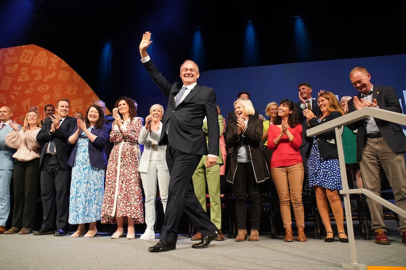 Liberal Democrat leader Sir Ed Davey was giving his keynote speech at the party’s autumn conference