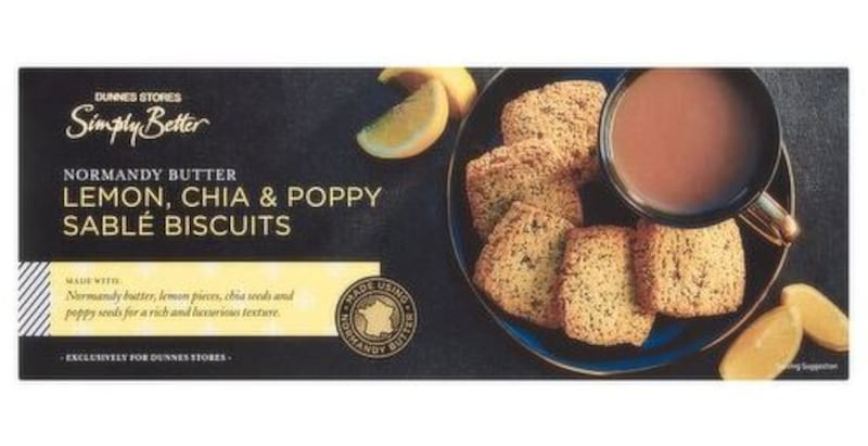 Box of Dunnes Normandy butter lemon, chia and poppy sablé biscuit