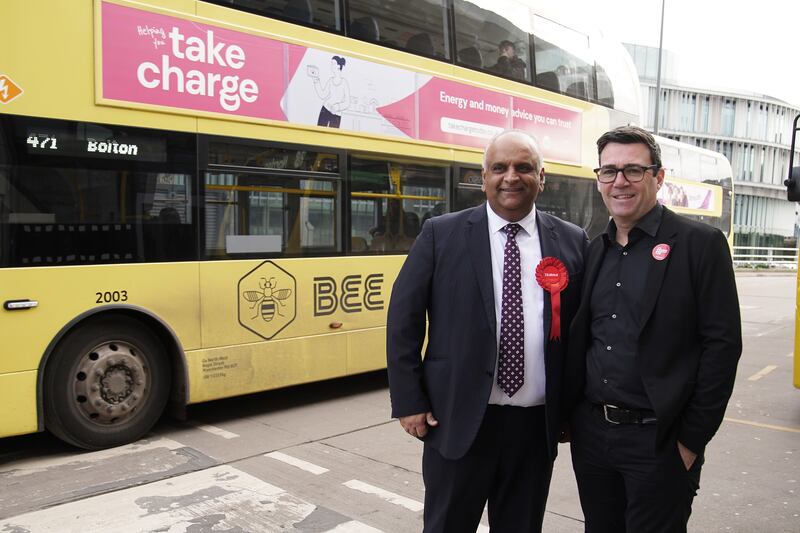 Labour candidate for Rochdale, Azhar Ali (left), was joined by Mayor of Greater Manchester Andy Burnham in Rochdale as he launched his campaign before his party withdrew support