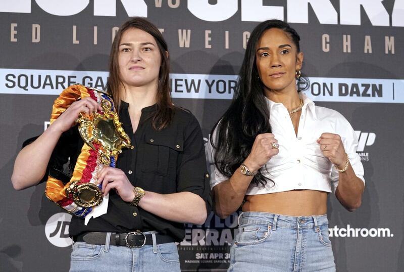Katie Taylor (left) and Amanda Serrano clashed in April last year 