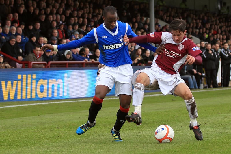 Falkingham, right, in action for Arbroath, built a career in Scotland after being released by Leeds