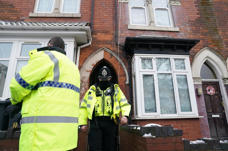 Police in Clarence Road, Handsworth, in December 2022