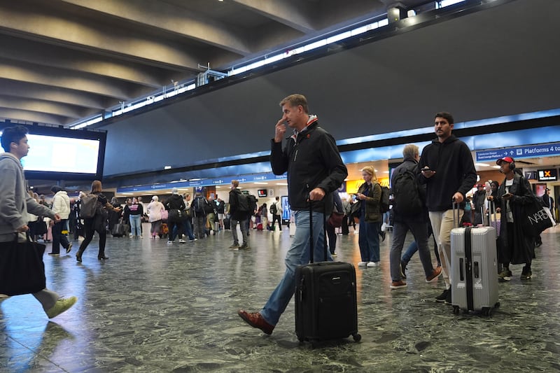 The large advertising board at Euston station has been switched off