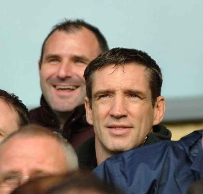 Stevie McDonnell (left) with former Armagh team-mate, now county manager, Kieran &#39;Geezer&#39; McGeeney 