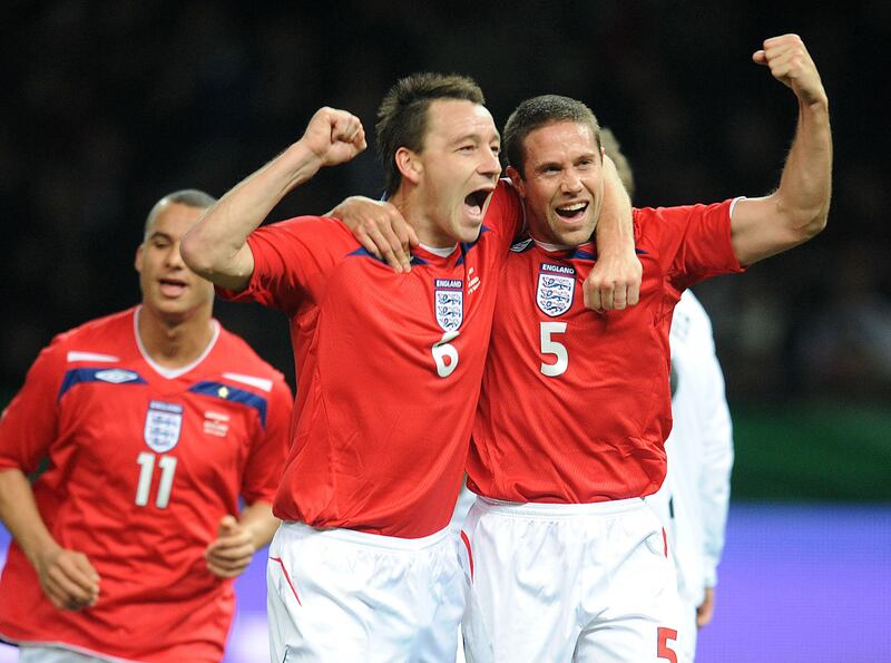 John Terry, left, and Matthew Upson both scored in a 2-1 friendly victory at the Olympiastadion