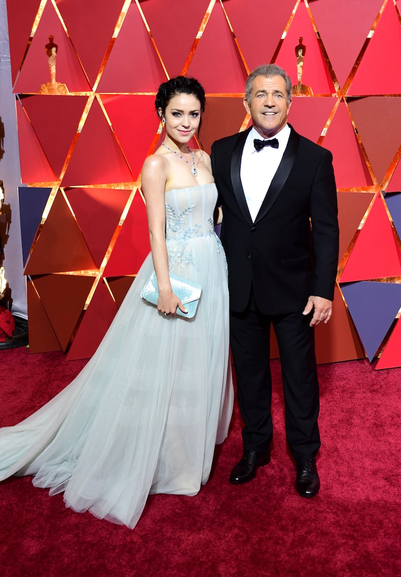 Mel Gibson and Rosalind Ross arriving at the 89th Academy Awards held at the Dolby Theatre in Hollywood, Los Angeles