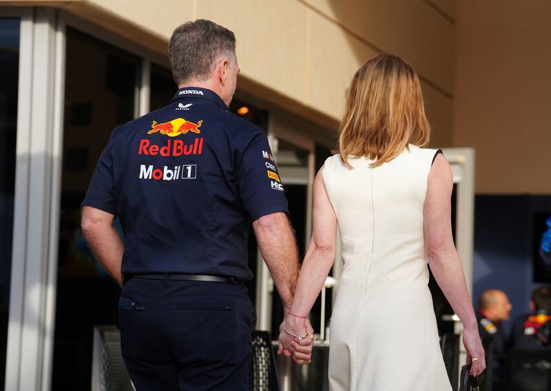 Christian and Geri Horner holding hands before the Bahrain Grand Prix