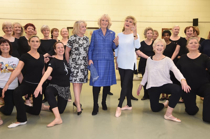 Camilla with Elaine Paige and Angela Rippon at the Royal Academy of Dance discussing the Silver Swans programme in 2018