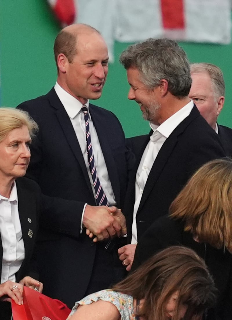 The Prince of Wales with King Frederik X of Denmark in the stands after the Euro 2024 match