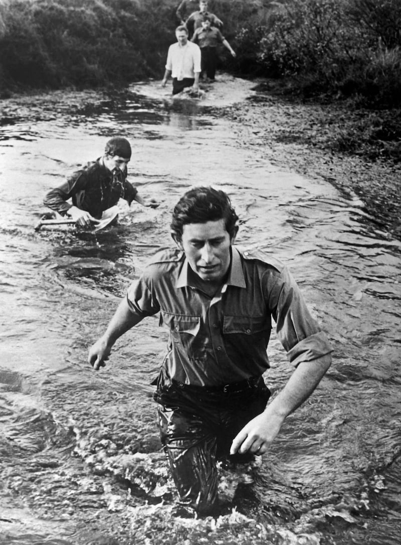 Then Prince of Wales Charles during ‘familiarisation’ training in 1974 at the Commando Training Centre Royal Marines (CTCRM)