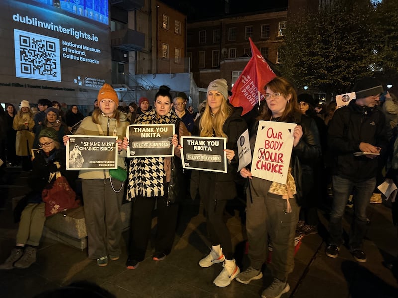 Women take part in a solidarity demonstration in Dublin