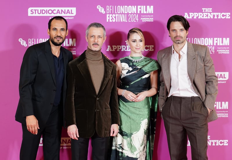 The cast of The Apprentice, Ali Abbasi, Jeremy Strong, Maria Bakalova and Sebastian Stan at the BFI London Film Festival screening