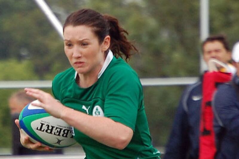 Eliza Downey in action in the 2010 Women's Rugby World Cup