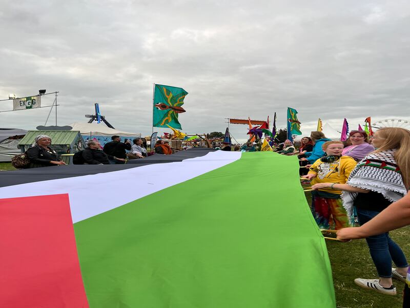 Presenting a 50ft Palestine flag for a walk around Electric Picnic