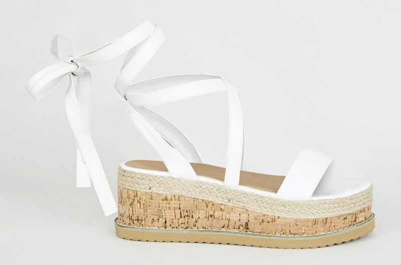 New Look White Leather-Look Ankle Tie Flatform Sandals, &pound;25.99 (&euro;32.99) 