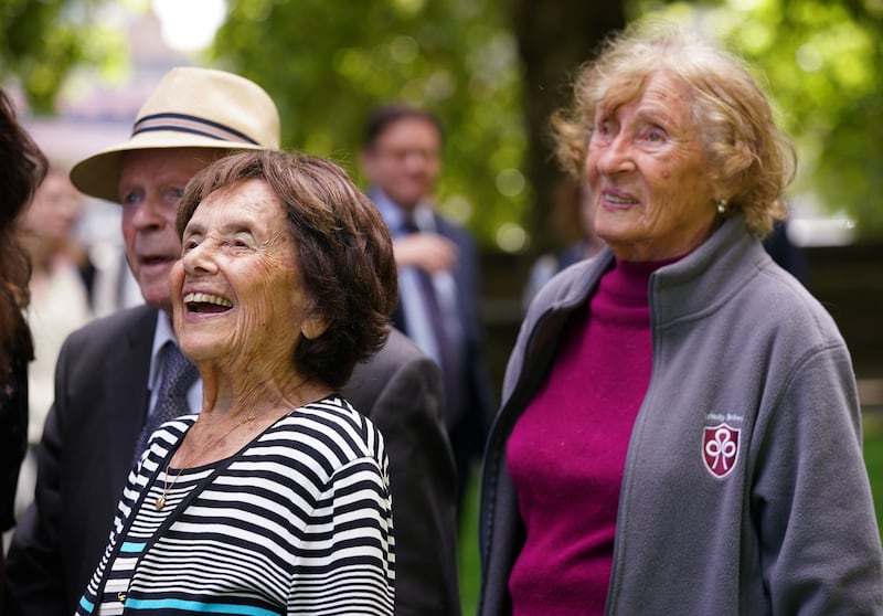 Lily Ebert, left, pictured in July 2021 with fellow Holocaust survivors Sir Ben Helfgott and Susan Pollack