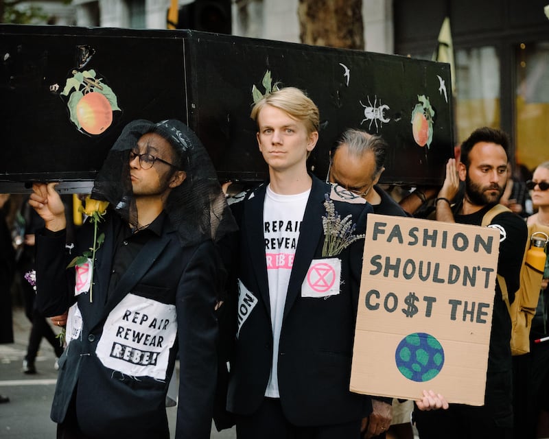 Climate activists have protested at London Fashion Week before