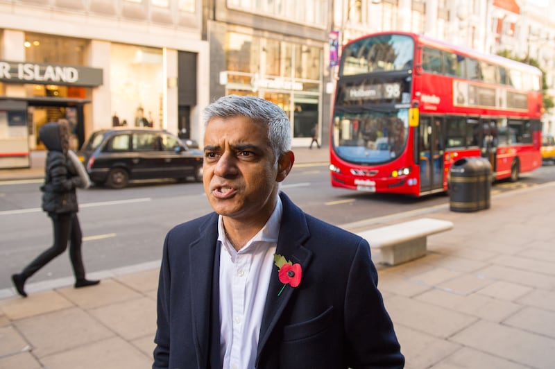 Sadiq Khan speaks to the media in Oxford Street