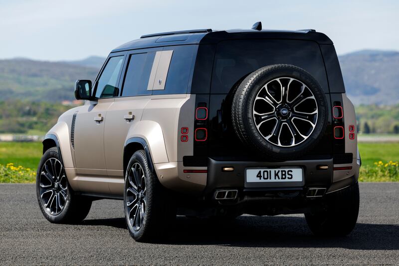 There is a quad-exit exhaust system and a 68mm wider stance than on the standard model. (Land Rover)