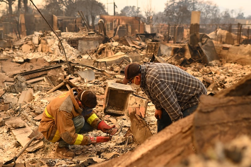 The Eaton Fire burns in Altadena in the Los Angeles area (Nic Coury/AP)