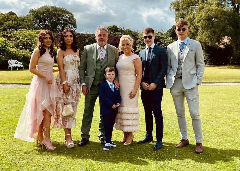 Emma Heatherington pictured with her partner Jim and children Jade, Jordyn, Sonny, Adam and Dualta