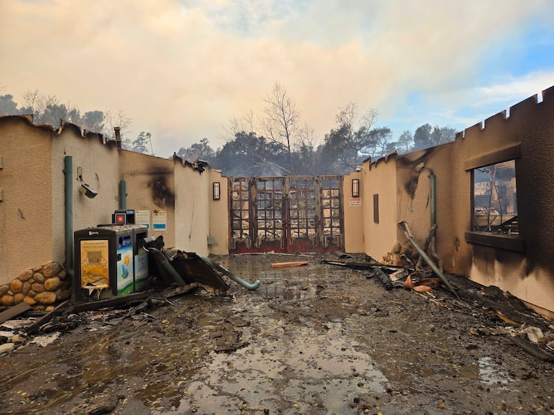 Wildfire damage at the Eaton Canyon Nature Centre (Los Angeles County Department of Parks and Recreation via AP)