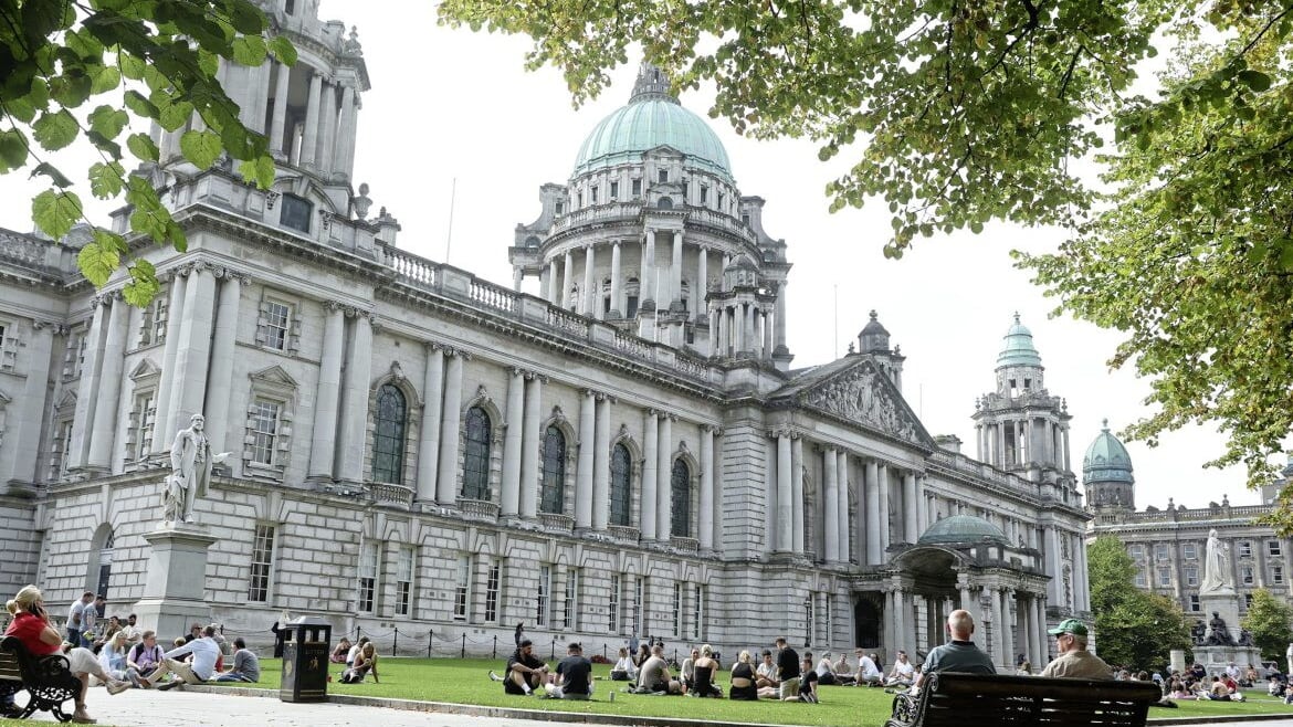 Relaxing in the grounds of Belfast City Hall as September temperatures reached record levels. Picture by Mal McCann 