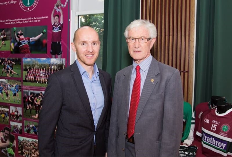 Jim McKeever meets with Paddy Tally at St Mary's University College, Belfast. McKeever managed the Ranch to Sigerson Cup success in 1989 with Tally guiding his team to the title in 2017