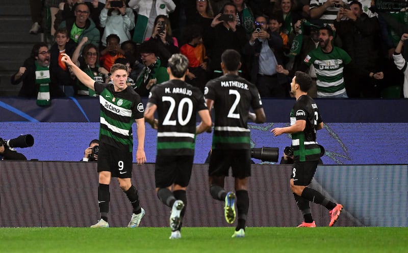 Viktor Gyokeres, left, and Sporting Lisbon hammered Manchester City