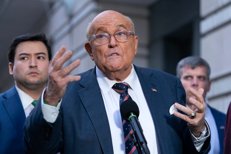 Rudy Giuliani outside the court in Washington, DC (Jose Luis Magana/AP)