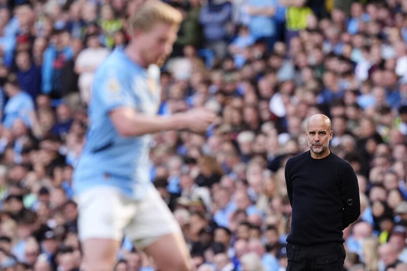 Pep Guardiola is happy to have Kevin De Bruyne, left, back in action