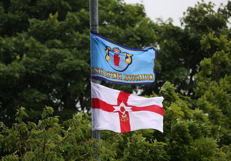 UDA flags on the Knocknagoney Road in east Belfast. NO BYLINE