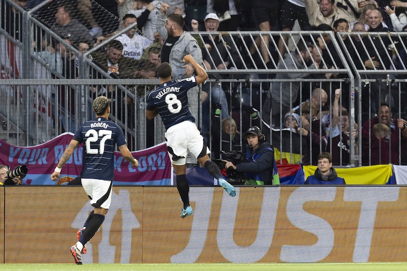 Youri Tielemans, right, broke the deadlock (Peter Klaunzer/AP)