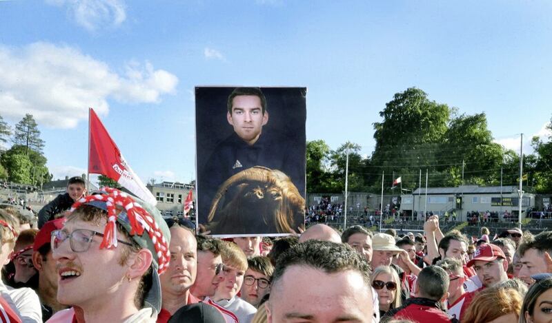 A GOAT poster with Benny Heron Picture: Margaret McLaughlin. 