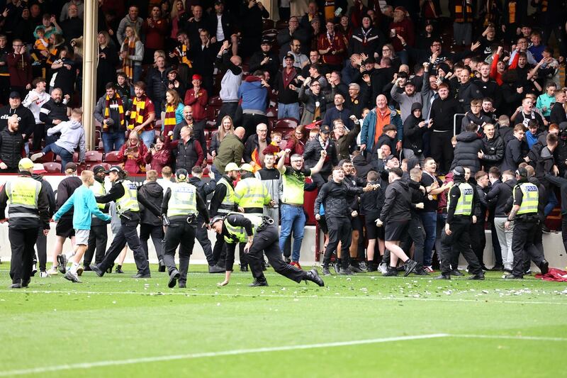 Motherwell fans celebrate