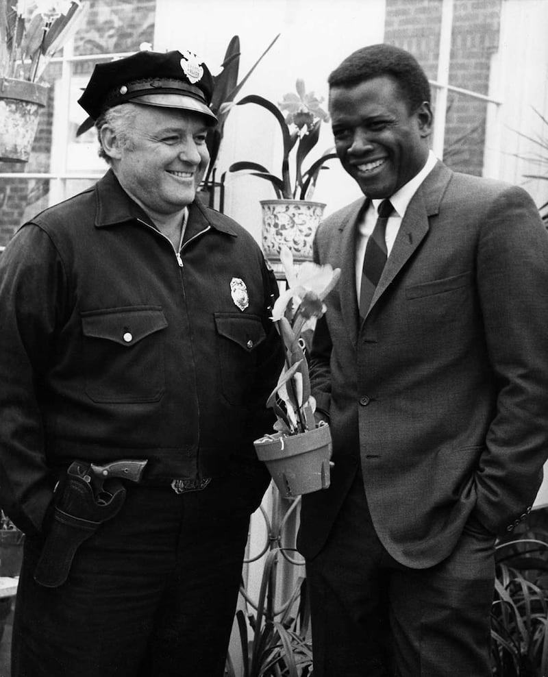 Rod Steiger and Sidney Poitier pictured during the making of In The Heat of The Night