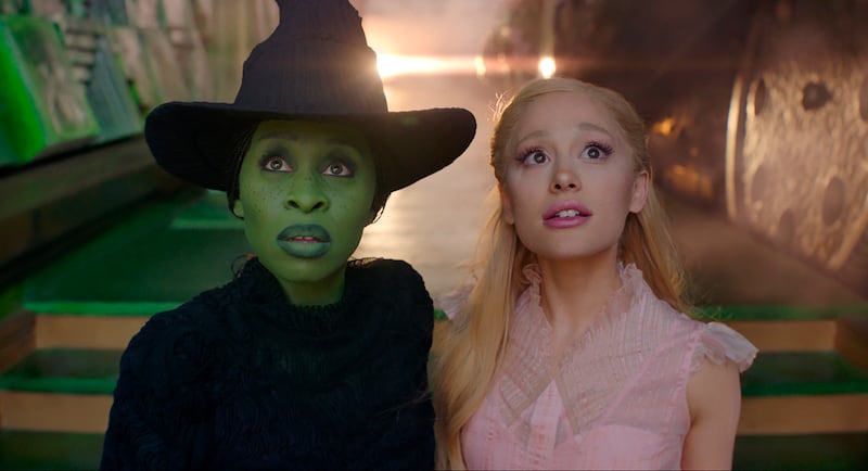 Cynthia Erivo, left, and Ariana Grande in a scene from the film Wicked (Universal Pictures via AP)