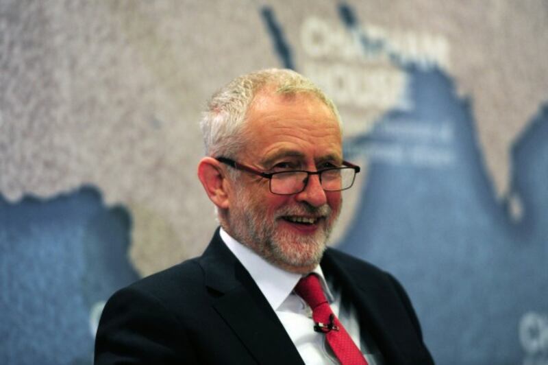 Labour leader Jeremy Corbyn speaking about national security and foreign policy at Chatham House in London.