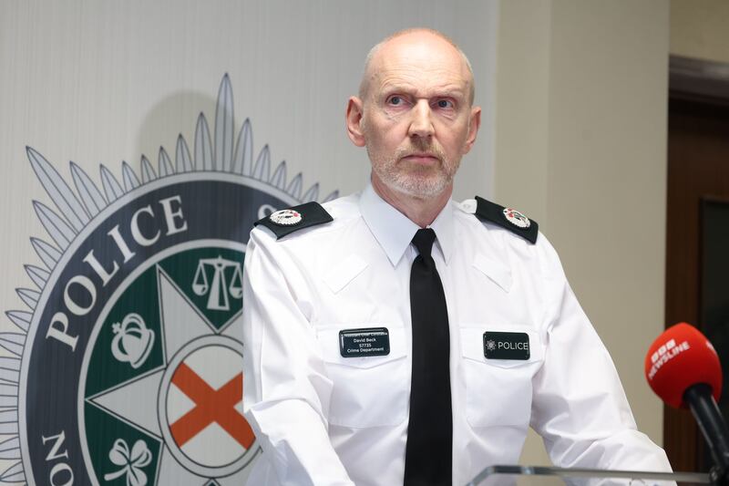 PSNI Assistant Chief Constable David Beck speaking at a press conference on Sunday.