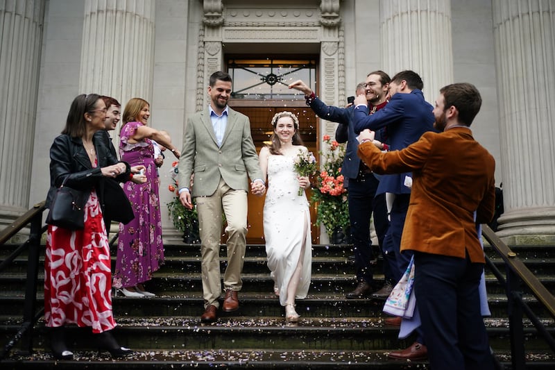 Newly married couple Christopher Hohls and Madeleine Crean