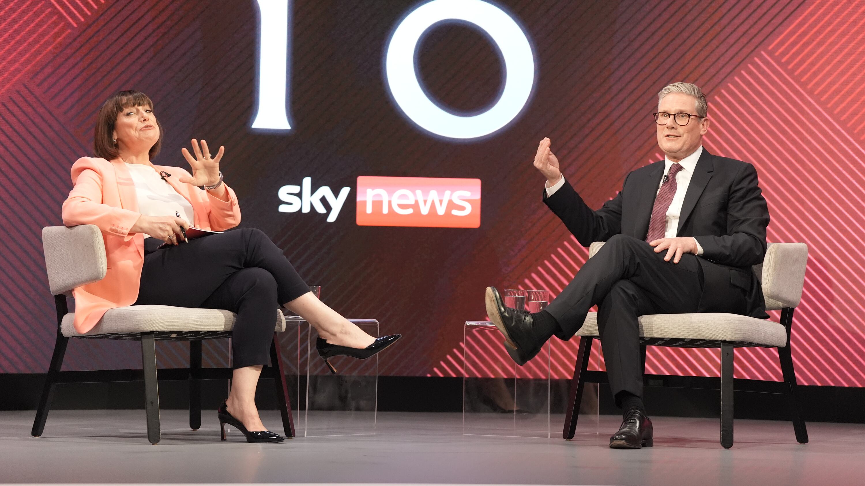 Labour Party leader Sir Keir Starmer, during a Sky News election event with Sky’s political editor Beth Rigby, in Grimsby