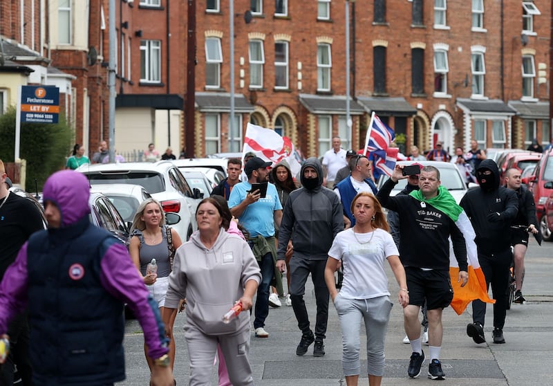 Protesters from an earlier anti-immigration rally in Belfast city centre moved into the south of the city on Saturday afternoon, where serious disorder broke out.