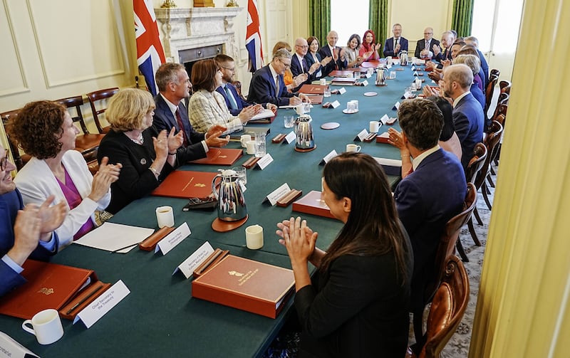 Prime Minister Sir Keir Starmer hosts his first Cabinet meeting at 10 Downing Street, London