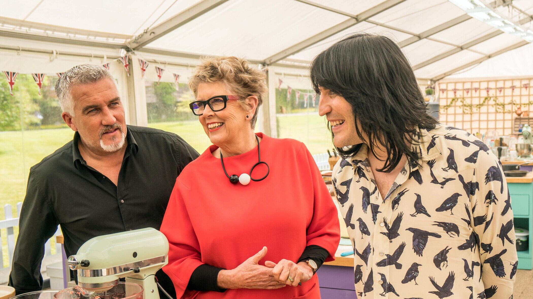 The Great British Bake Off judges Paul Hollywood, Dame Prue Leith and presenter Noel Fielding (Channel 4/PA)