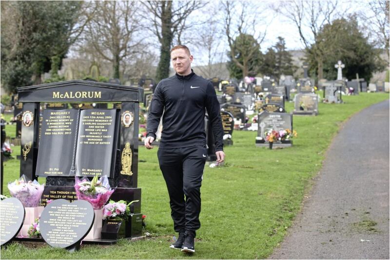 Stephen McAlorum at his sister&#39;s grave in the City Cemetery, Purcell has been banned from the graveyard as part of his release conditions. 