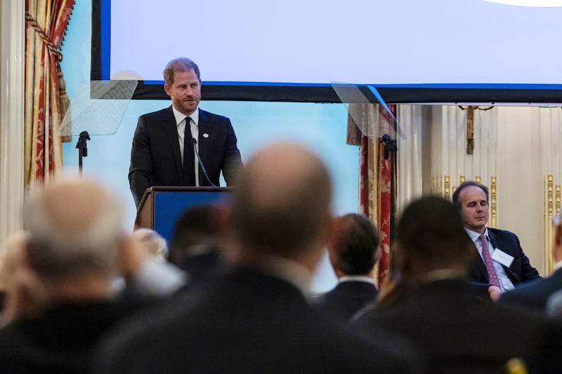 The Duke of Sussex speaks at The Halo Trust event in New York (Stefan Jeremiah/AP)