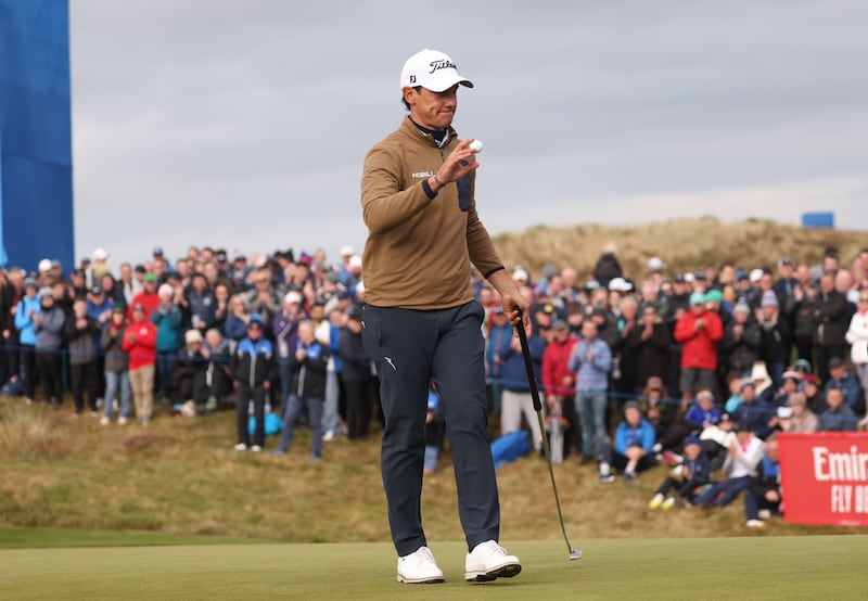 Italy’s Matteo Manassero after putting out on the 18th green on day three of the Amgen Irish Open 2024 at Royal County Down in Newcastle, County Down. Picture date: Saturday September 14, 2024. PA Photo. See PA story GOLF Irish. Photo credit should read: Peter Morrison/PA Wire.

RESTRICTIONS: Use subject to restrictions. Editorial use only, no commercial use without prior consent from rights holder.