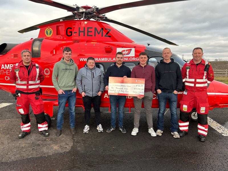 Peter Quinn and organisers of the successful Ardboe Community quiz in aid of Air Ambulance NI